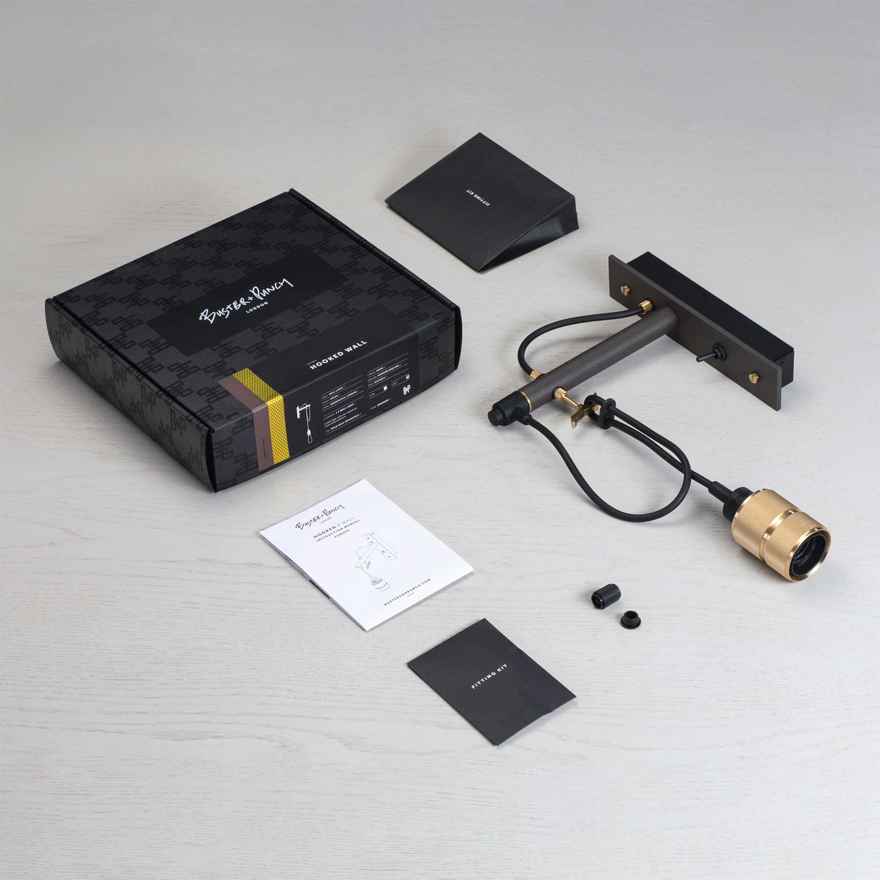 Buster & Punch E27 HOOKED nástěnné grafitové svítidlo