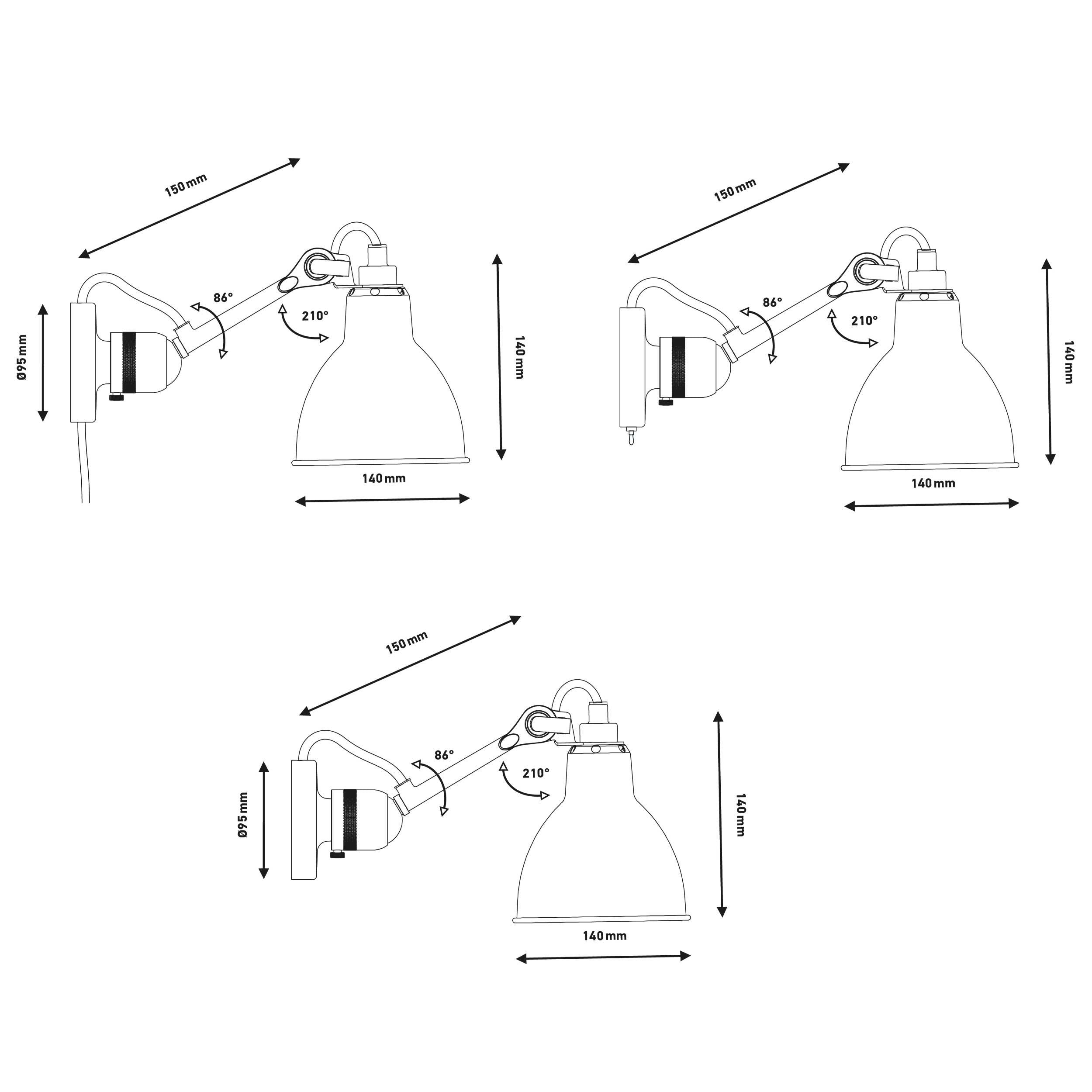 DCW éditions Lampe Gras N°304 E14 стенна лампа с превключвател