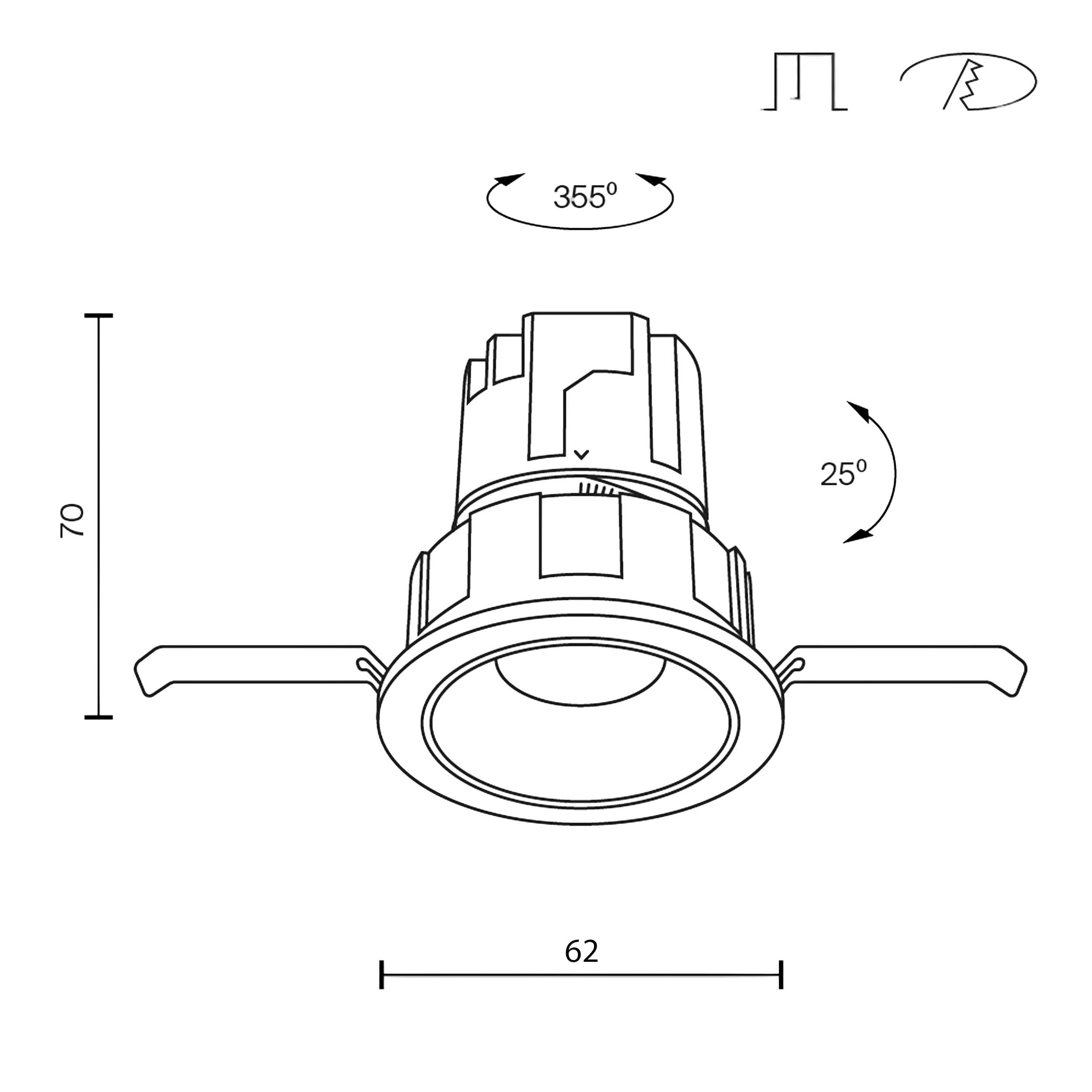 Maytoni downlight Wise LED 36° вграден кръгъл осветител
