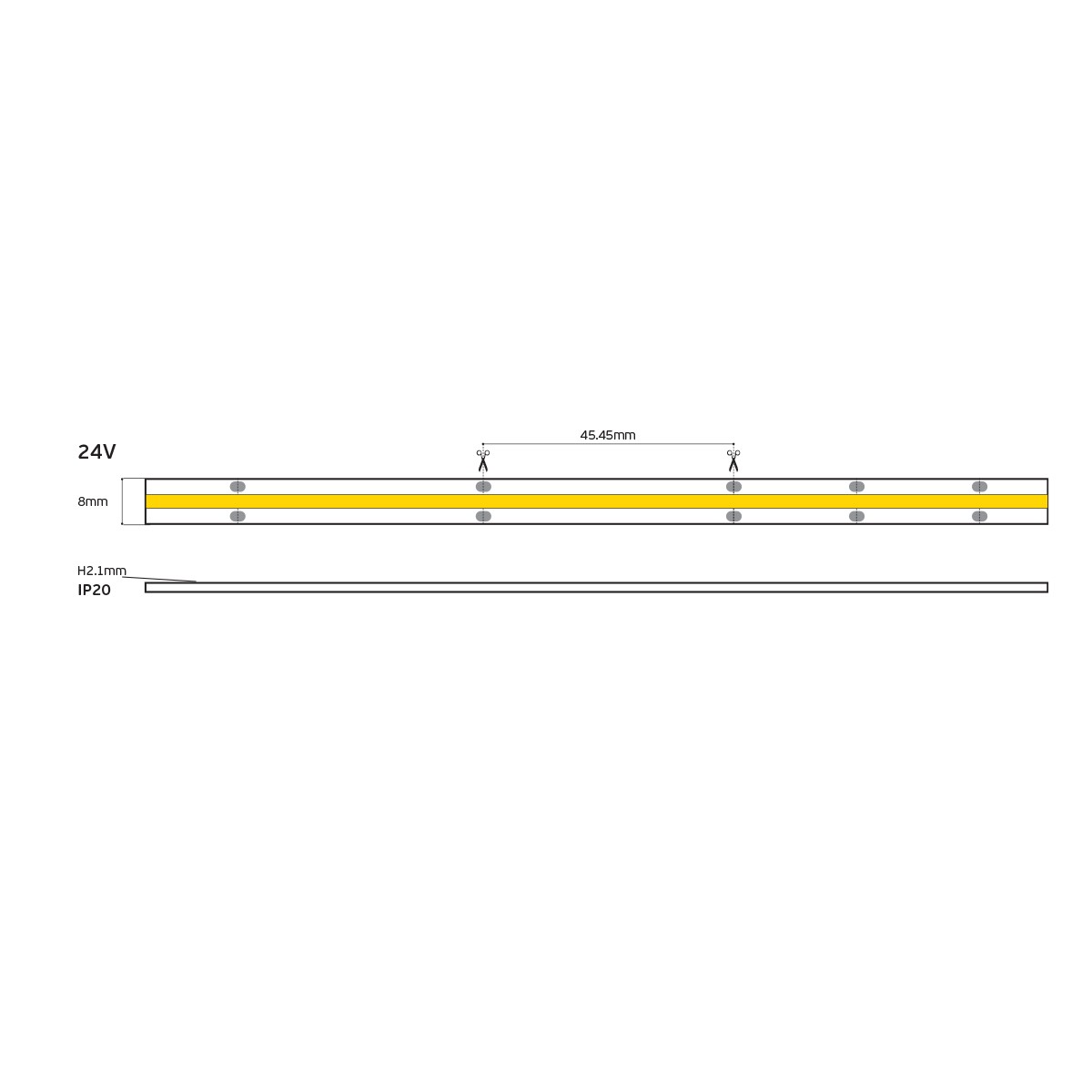 LED лента COB 24V CRI90 IP20 3000K/4000K с възможност за регулиране на яркостта (5 м)