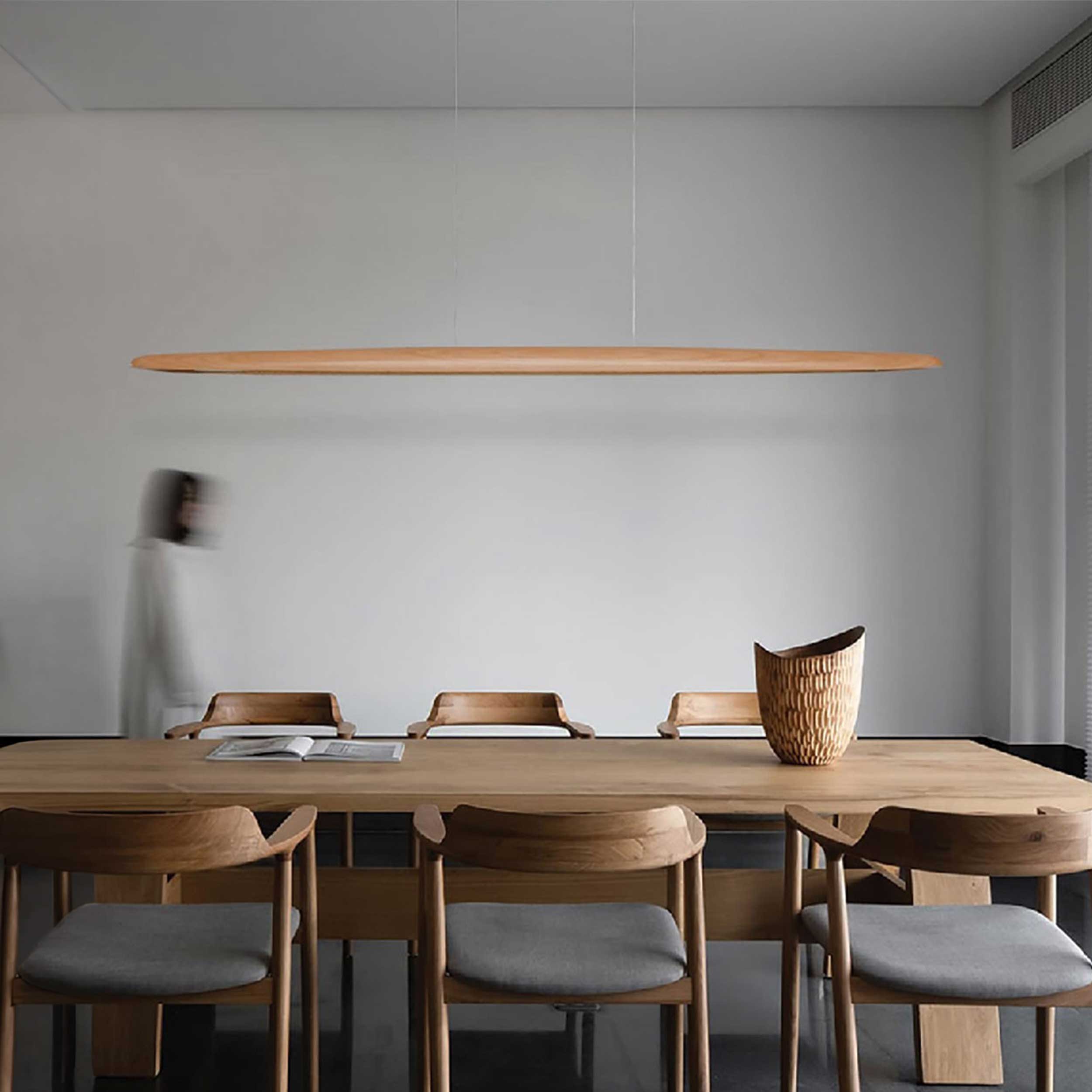 VK Light Woody LED висяща линейна дървена лампа със заоблени краища
