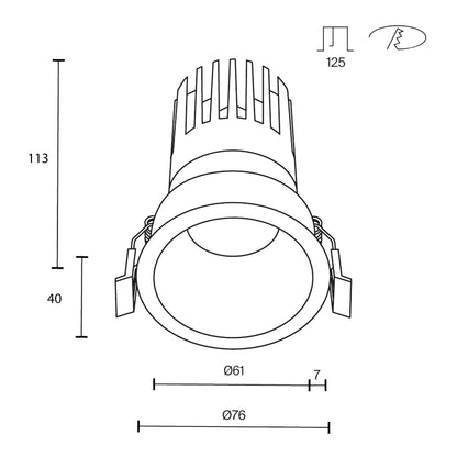 Maytoni downlight Dip LED 50° вграден кръгъл осветител, бял