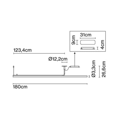 Marset Ambrosia Pro LED 120/180 висящо линейно осветително тяло
