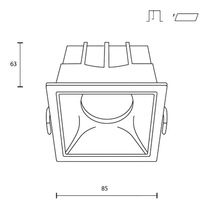 Maytoni downlight Alfa LED 15W 36° вграден квадратен осветител, бял