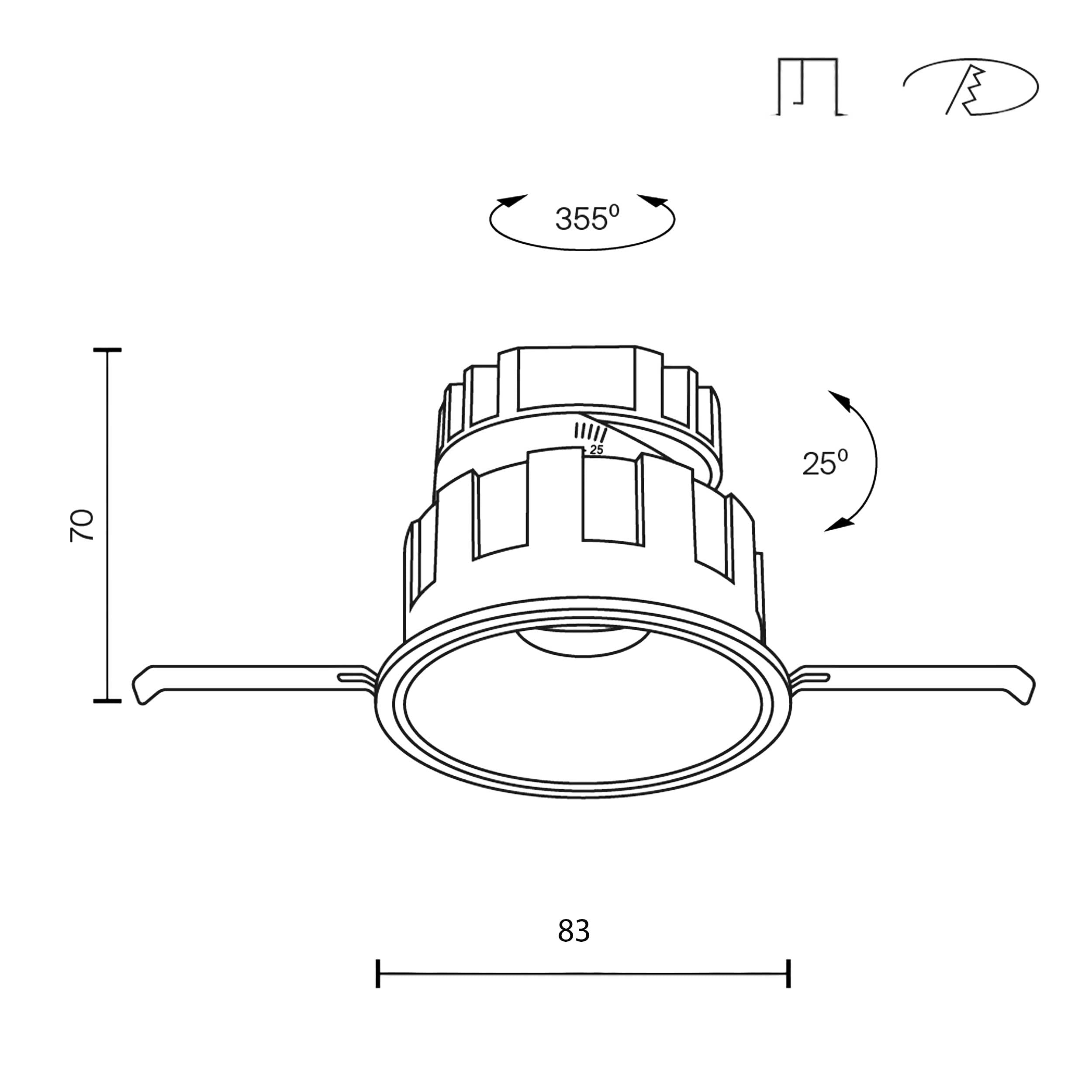 Maytoni downlight Wise LED 36° вграден кръгъл осветител