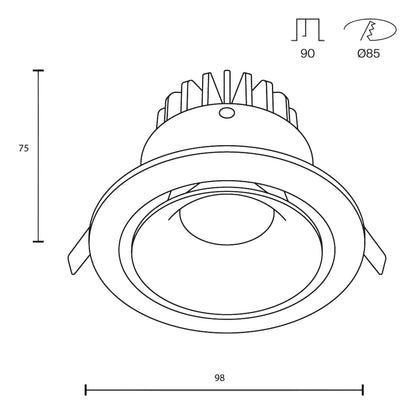 Maytoni downlight Yin LED 12W 60° вграден кръгъл осветител