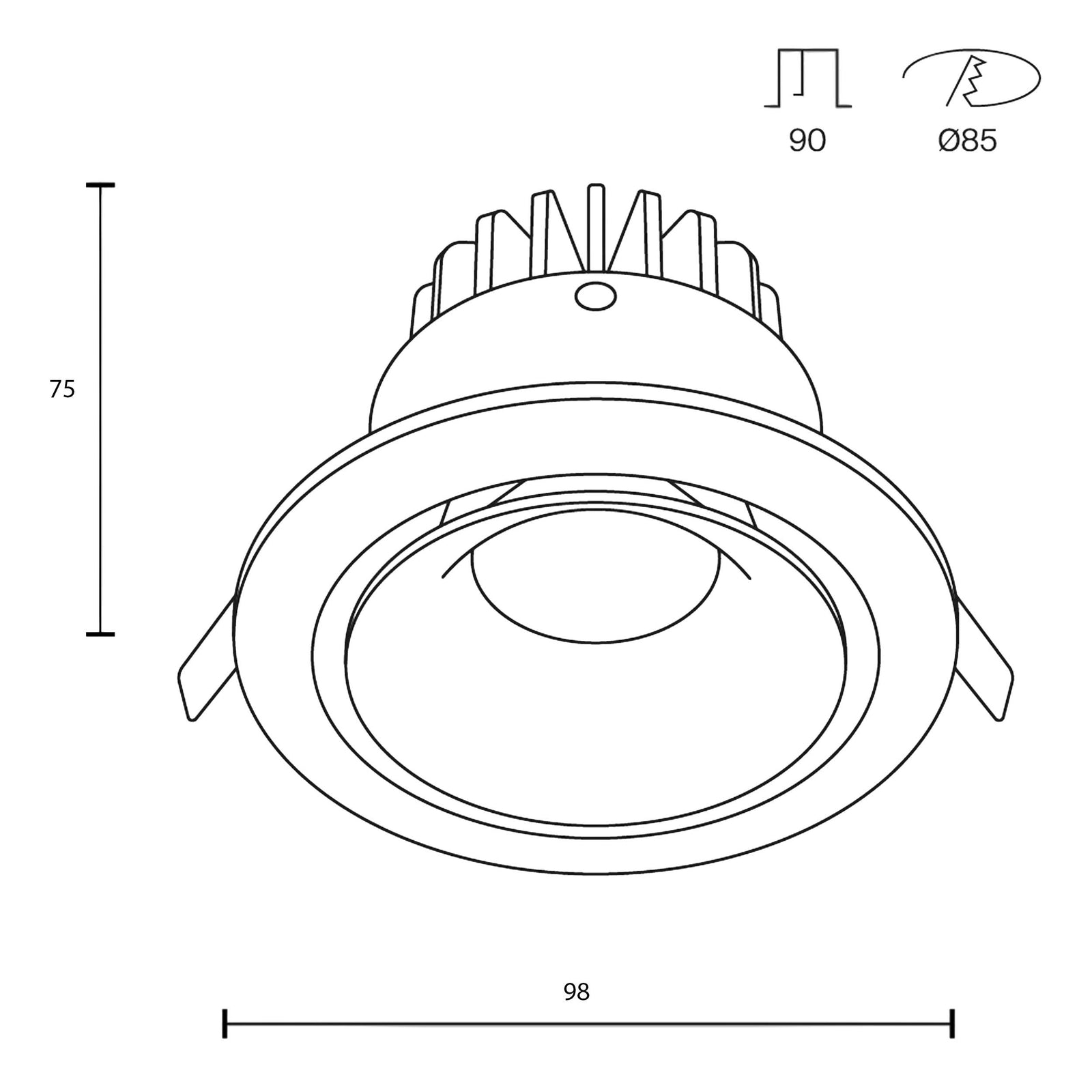 Maytoni downlight Yin LED 12W 60° вграден кръгъл осветител