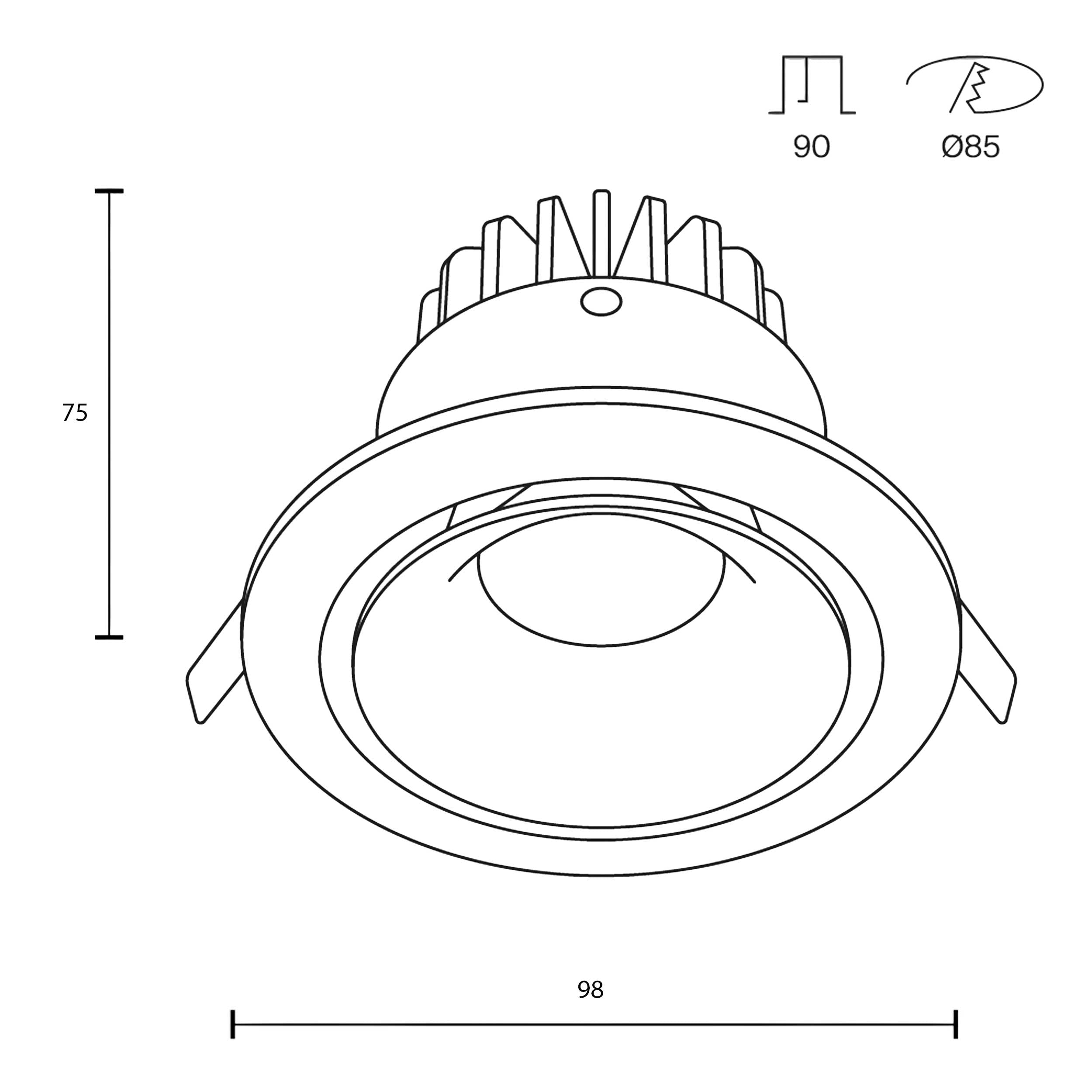 Maytoni downlight Yin LED 12W 60° вграден кръгъл осветител