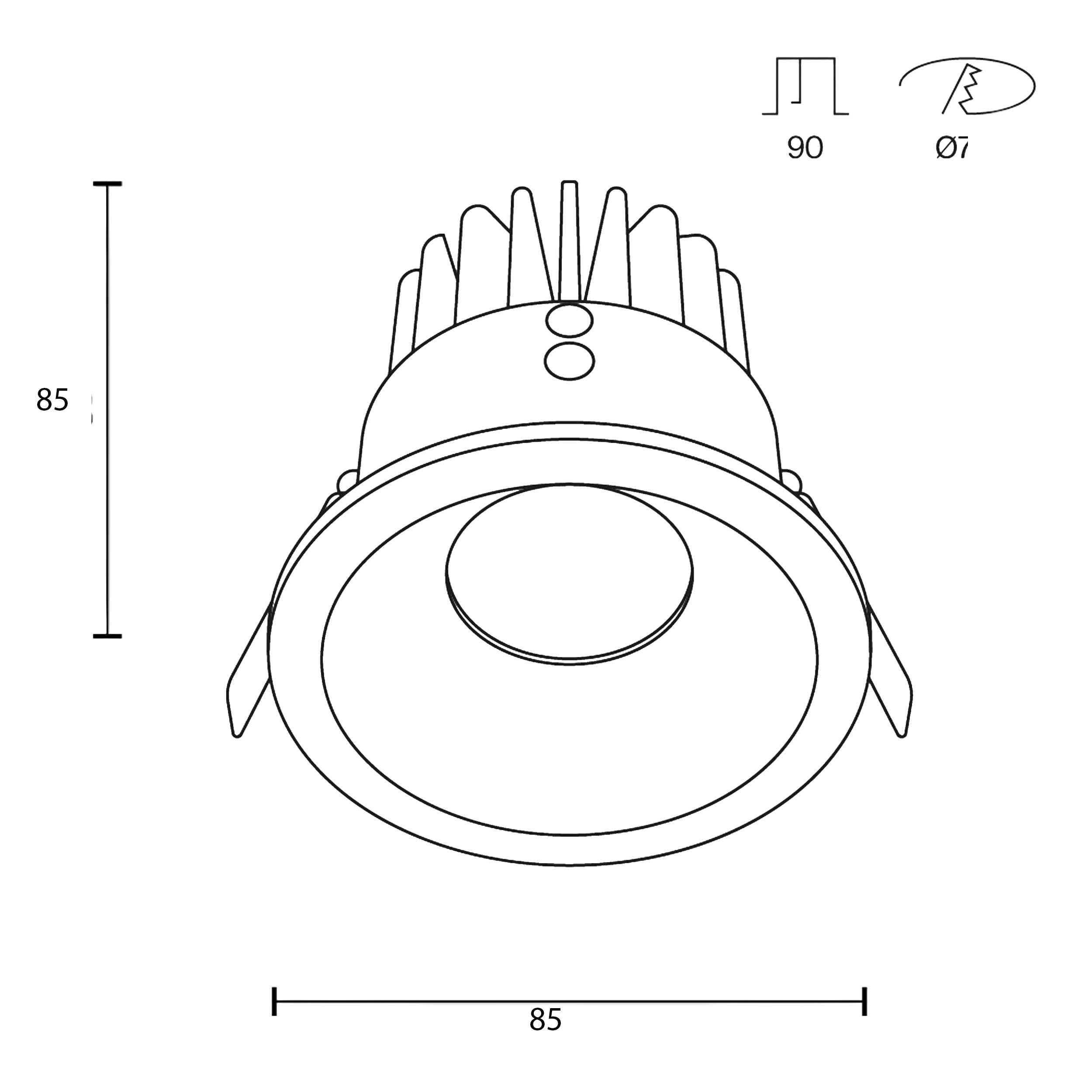 Maytoni downlight Zoom LED 60° вграден кръгъл осветител, черен