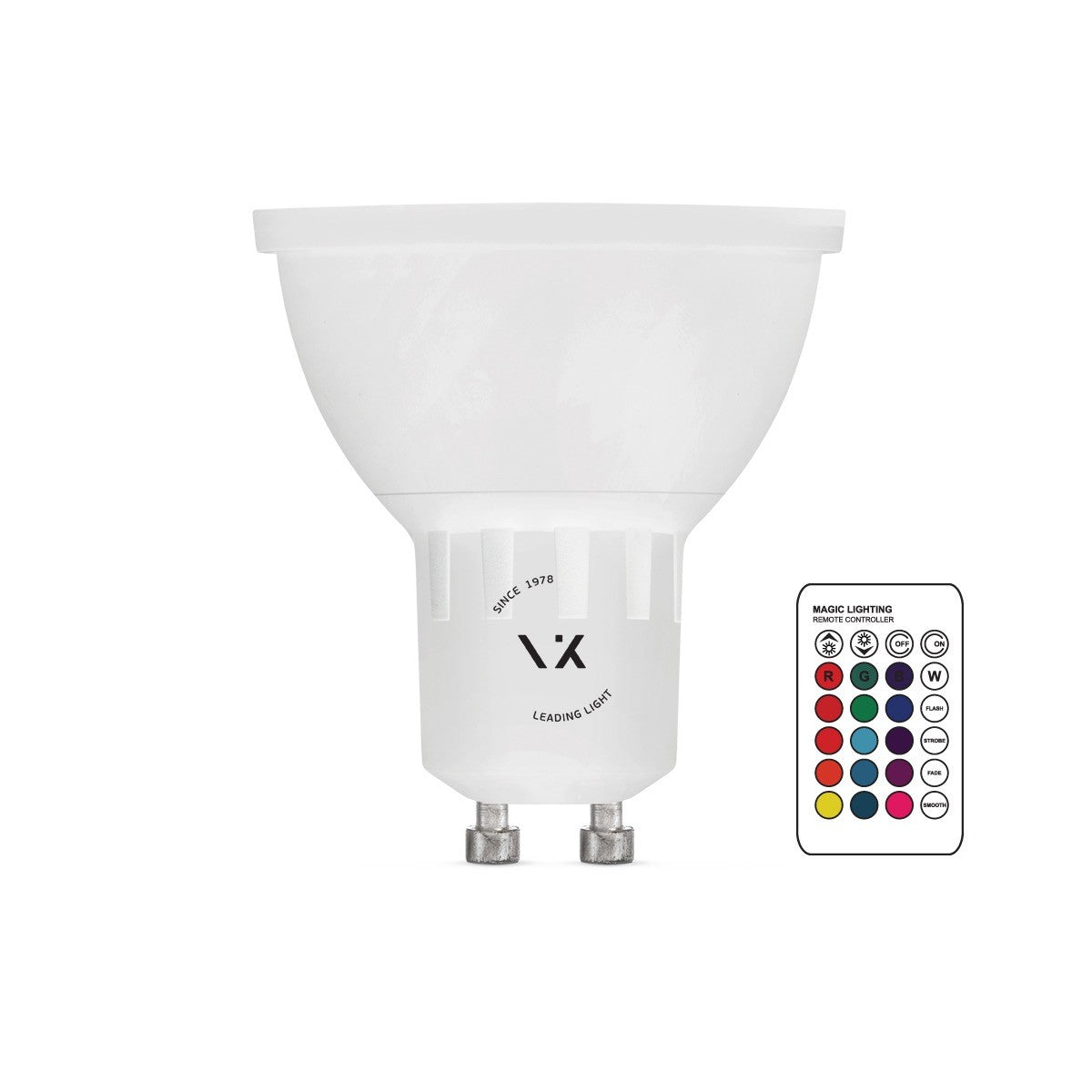 LED крушка VK Light RGB GU10 3W с възможност за регулиране на яркостта