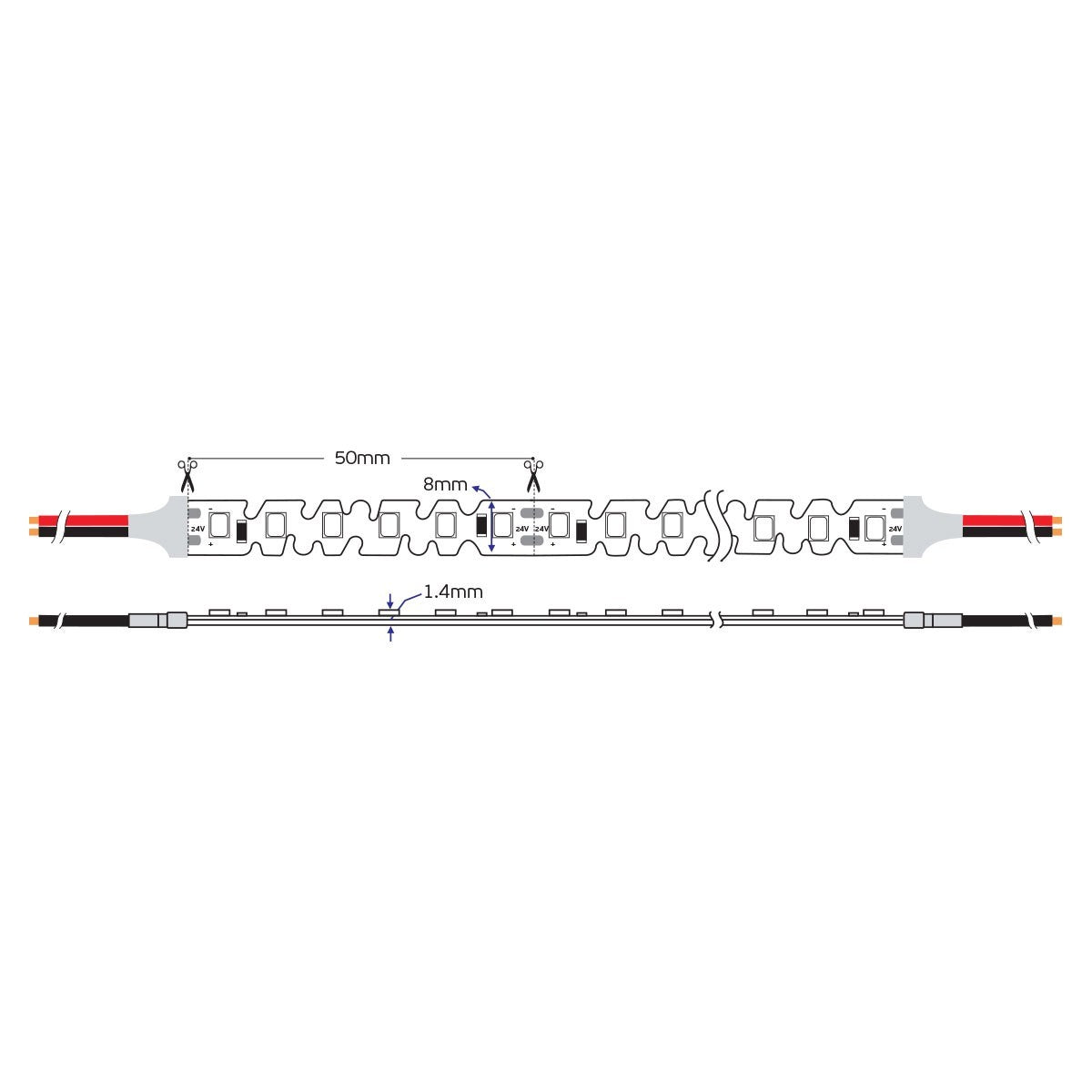 LED лента за странично осветление S-Type 24V CRI90 IP20 2700K (5m)