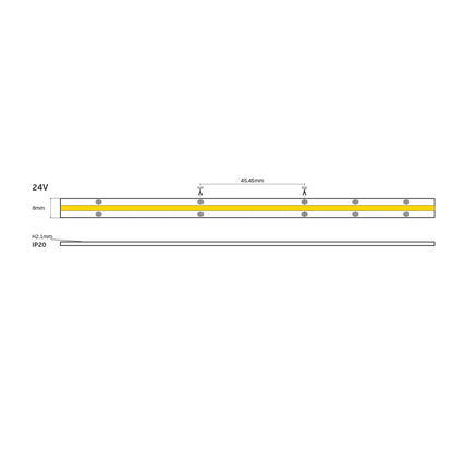 LED лента COB 24V CRI90 IP20 3000K/4000K с възможност за регулиране на яркостта (5 м)