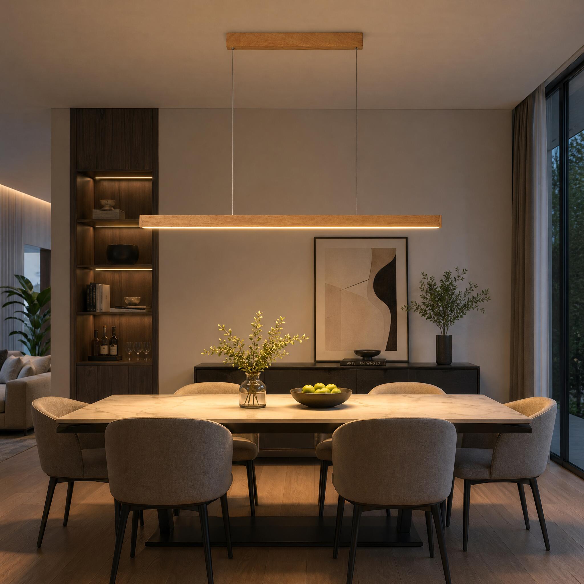 VK Light Orra LED висяща линейна дървена лампа