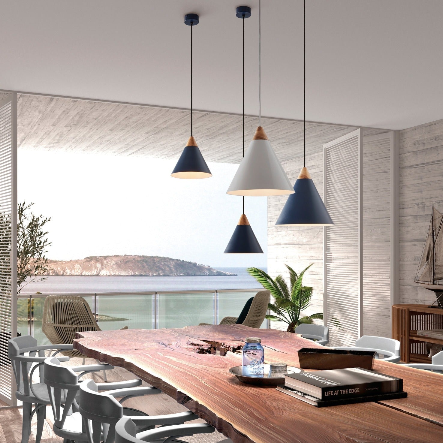 Exo Oda E27 závěsné svítidlo modré